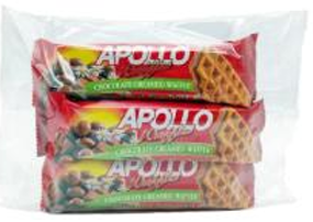 APOLLO WAFFLES CHOCOLATE CREAMED WAFFLE 6 X 18G (108G) 1600M