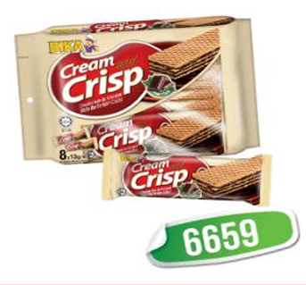 BIKA CREAM AND CRISP WAFER BAR 8 X 13G (104G) CHOCOLATE 6659
